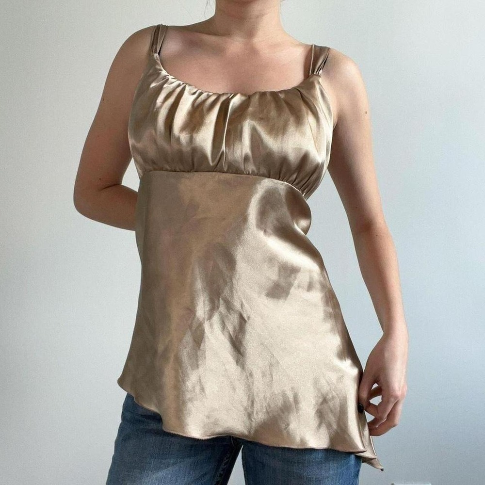Y2K Self Esteem Asymmetrical Gold Babydoll Top